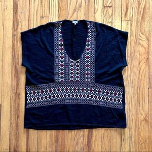 Madewell Black Top w/ Embroidery Details